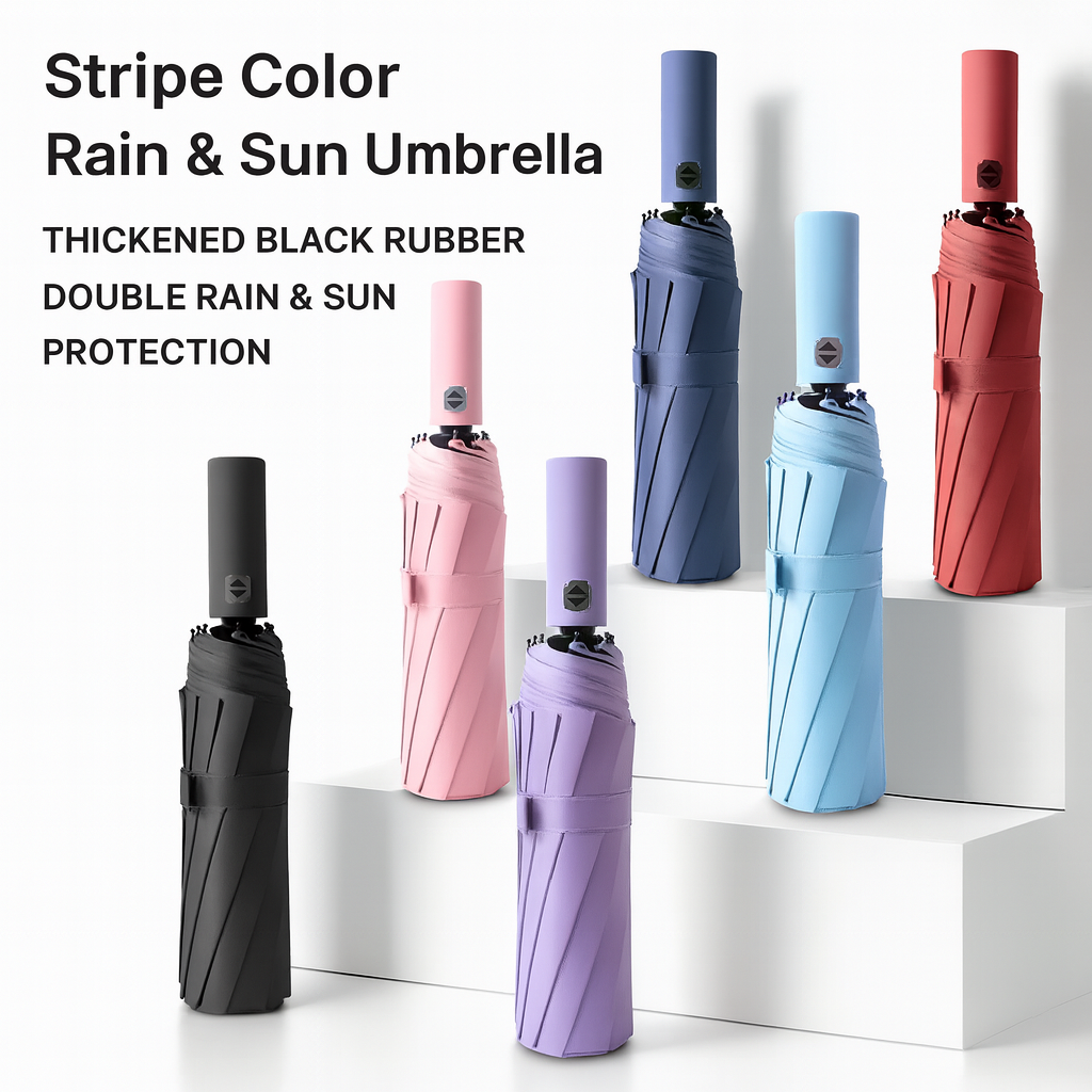Stripe Color Rain & Sun Umbrella 🌦️