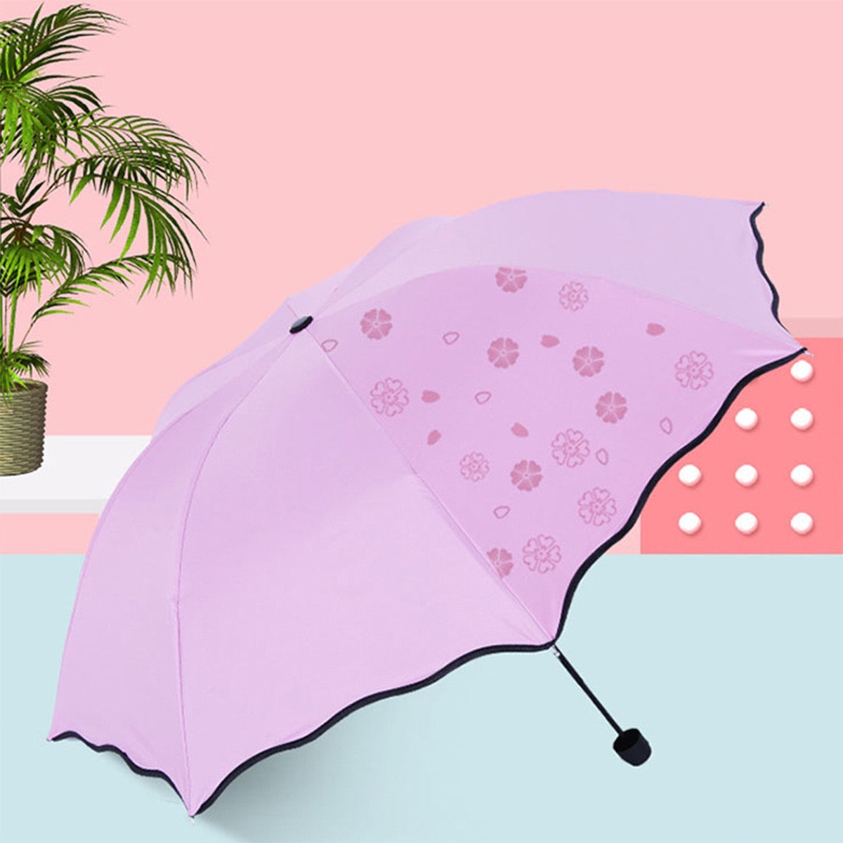 Mini Folding Floral Umbrella — Sun & Rain Protection