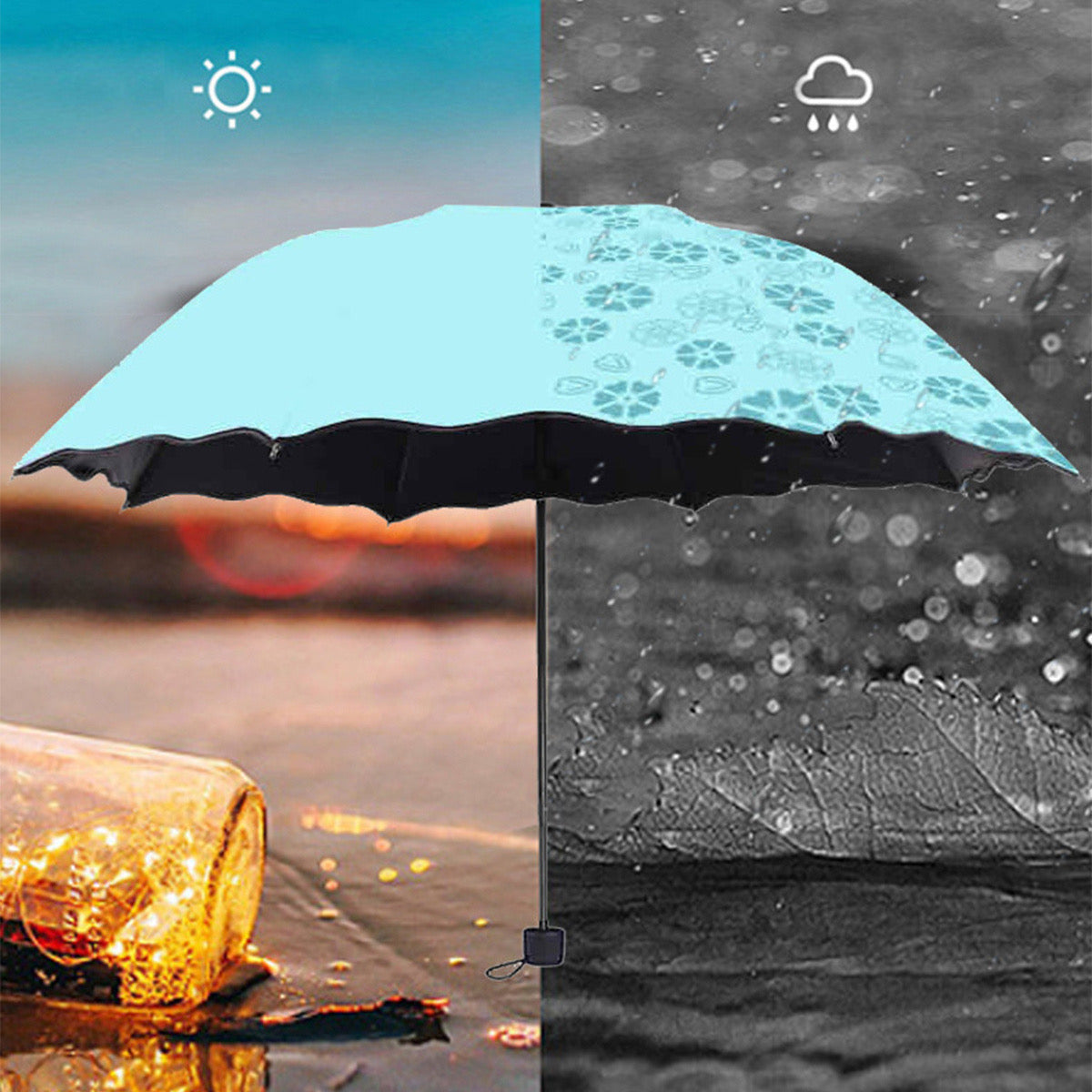 Mini Folding Floral Umbrella — Sun & Rain Protection