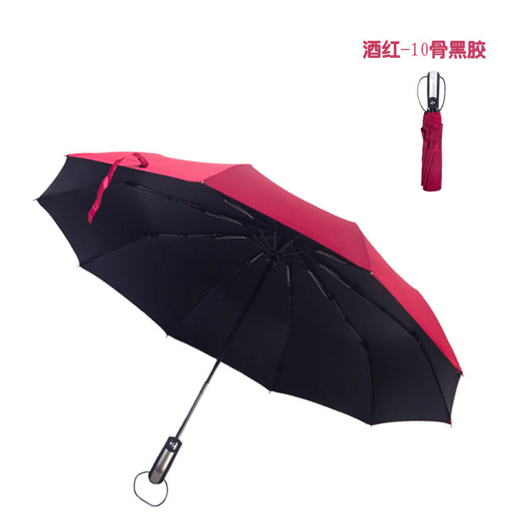 Automatic Folding Windproof Umbrella — Premium 10-Rib Design