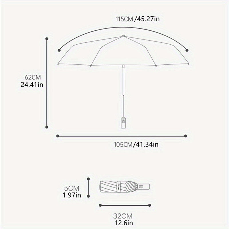 Luxury Windproof Folding Umbrella — Wooden Handle Edition