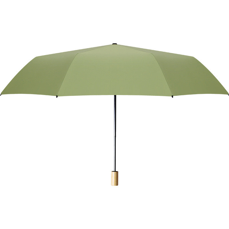 Minimalist Wooden Handle Folding Umbrella — 6 Colours