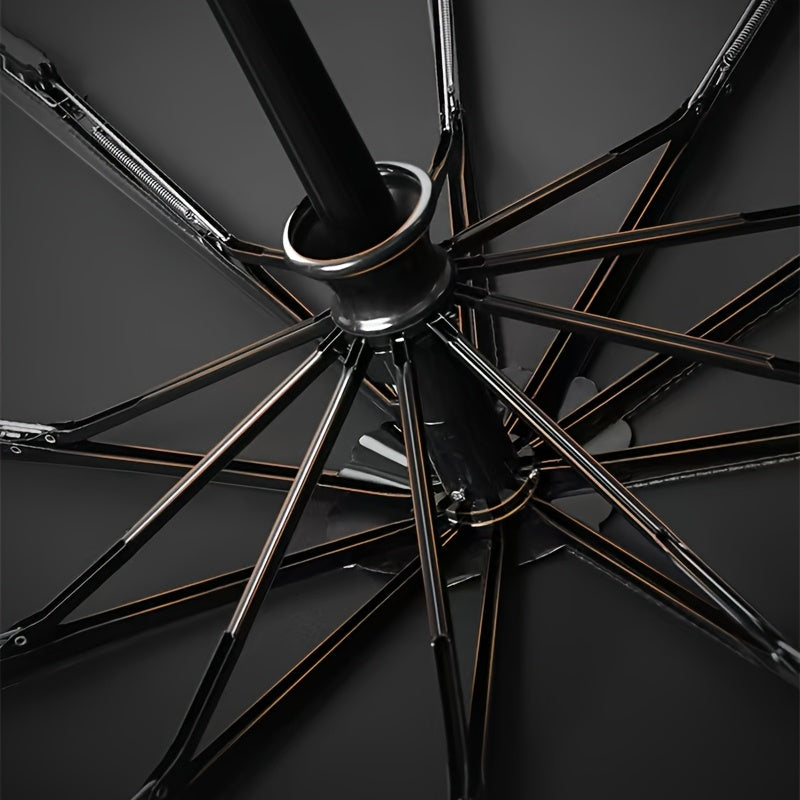 Luxury Windproof Folding Umbrella — Wooden Handle Edition