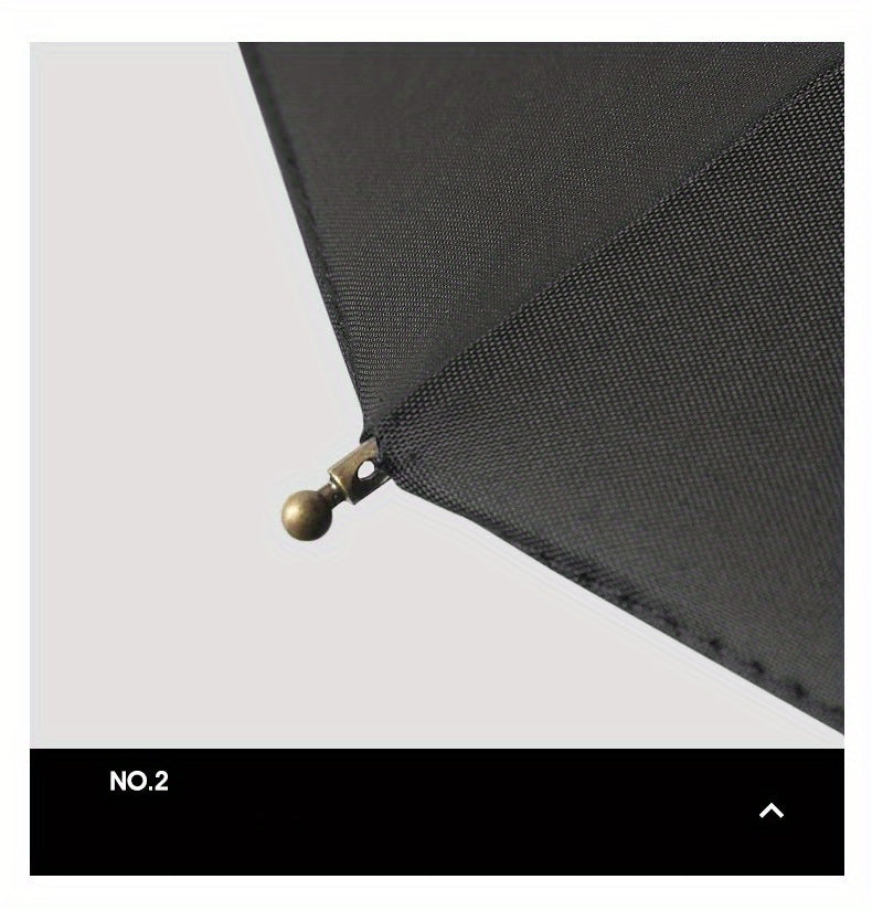 Luxury Windproof Folding Umbrella — Wooden Handle Edition