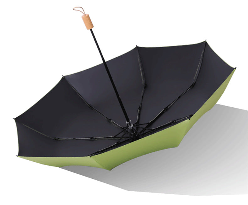Minimalist Wooden Handle Folding Umbrella — 6 Colours