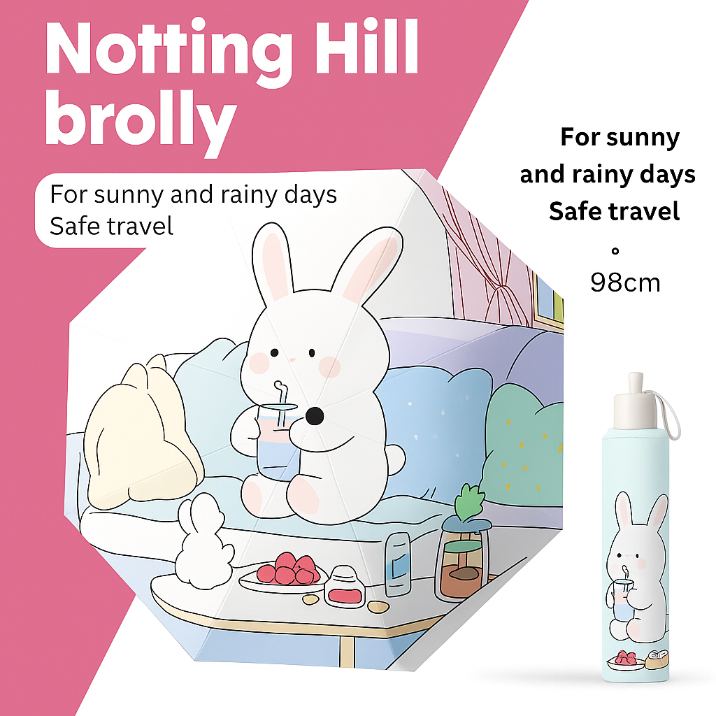 Cartoon Bunny UV & Rain Umbrella – Cute, Compact & Protective